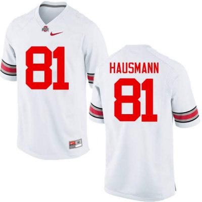 Men's Ohio State Buckeyes #81 Jake Hausmann White Nike NCAA College Football Jersey Season HDU3244KB